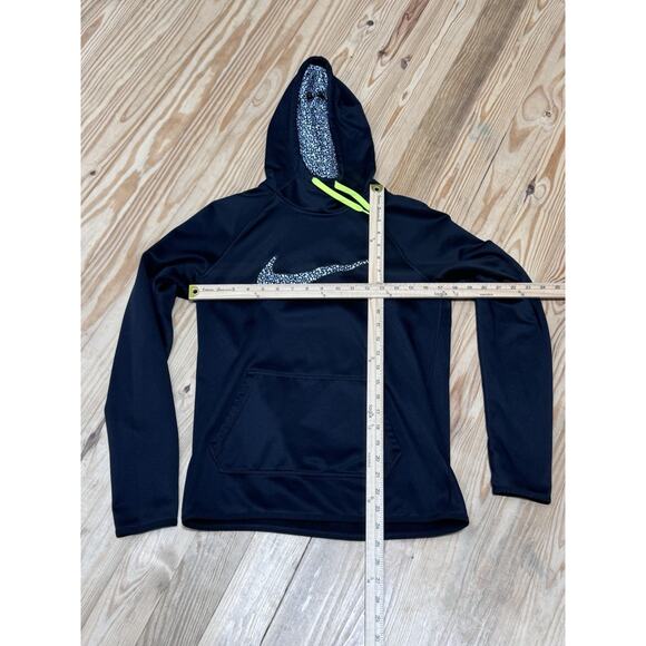 NIKE Hoodie Womens Small Black Pullover Fleece Hooded Therma-Fit Center Check - Picture 4 of 8